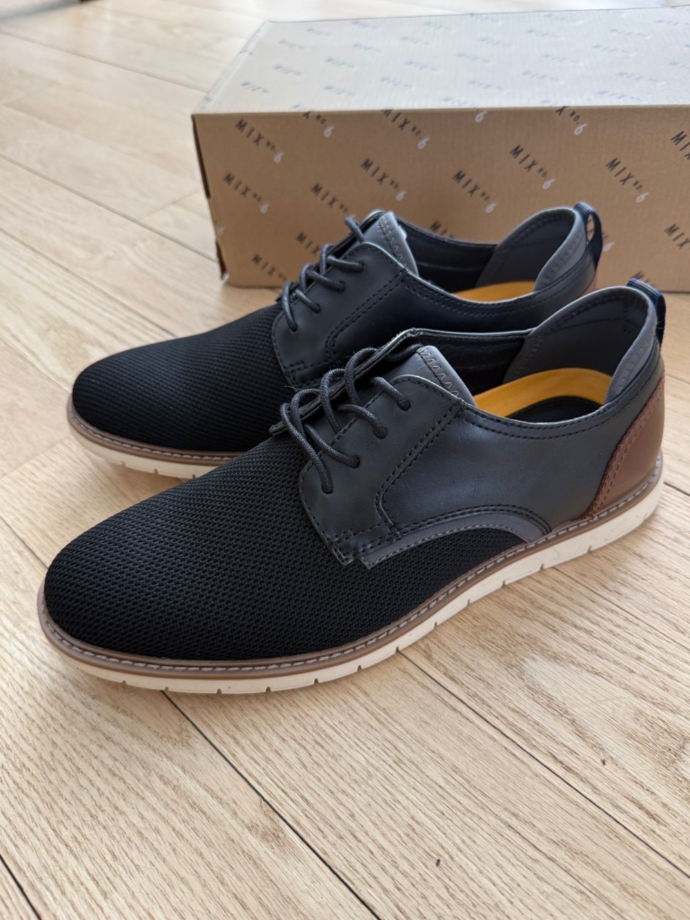 Men's Black Casual Lace-Up Oxford Shoes Mix No. 6 Ferth Size 10